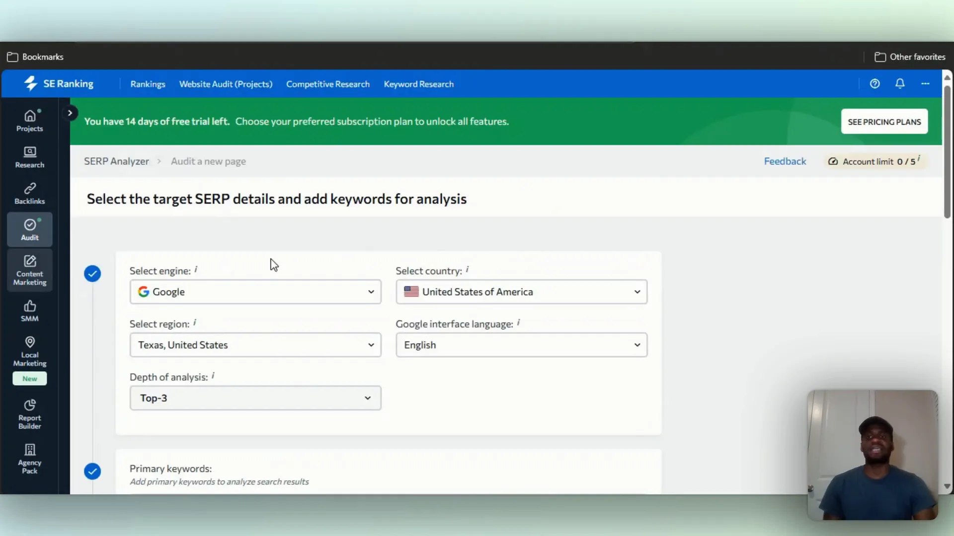Best Software for Answer Engine Optimization in AI 6 SE Ranking audit setup for Google desktop and mobile SER analysis