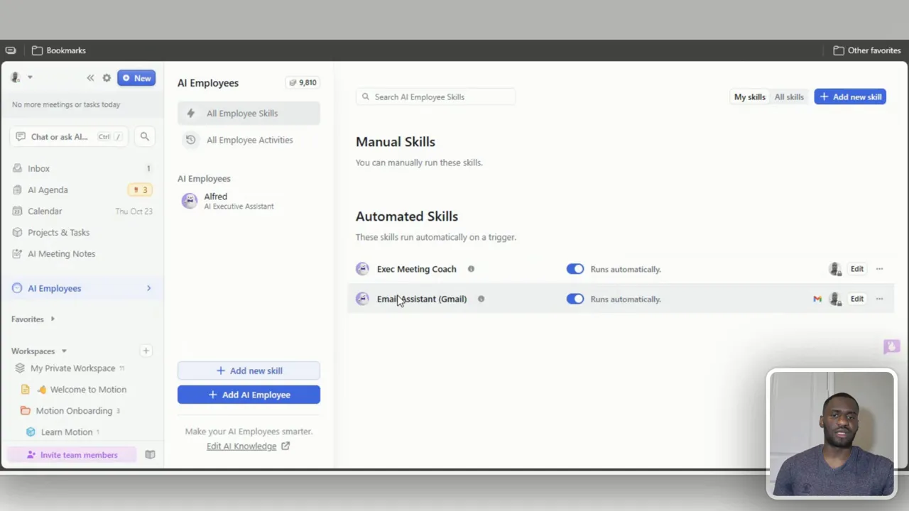 Motion AI dashboard after signing up