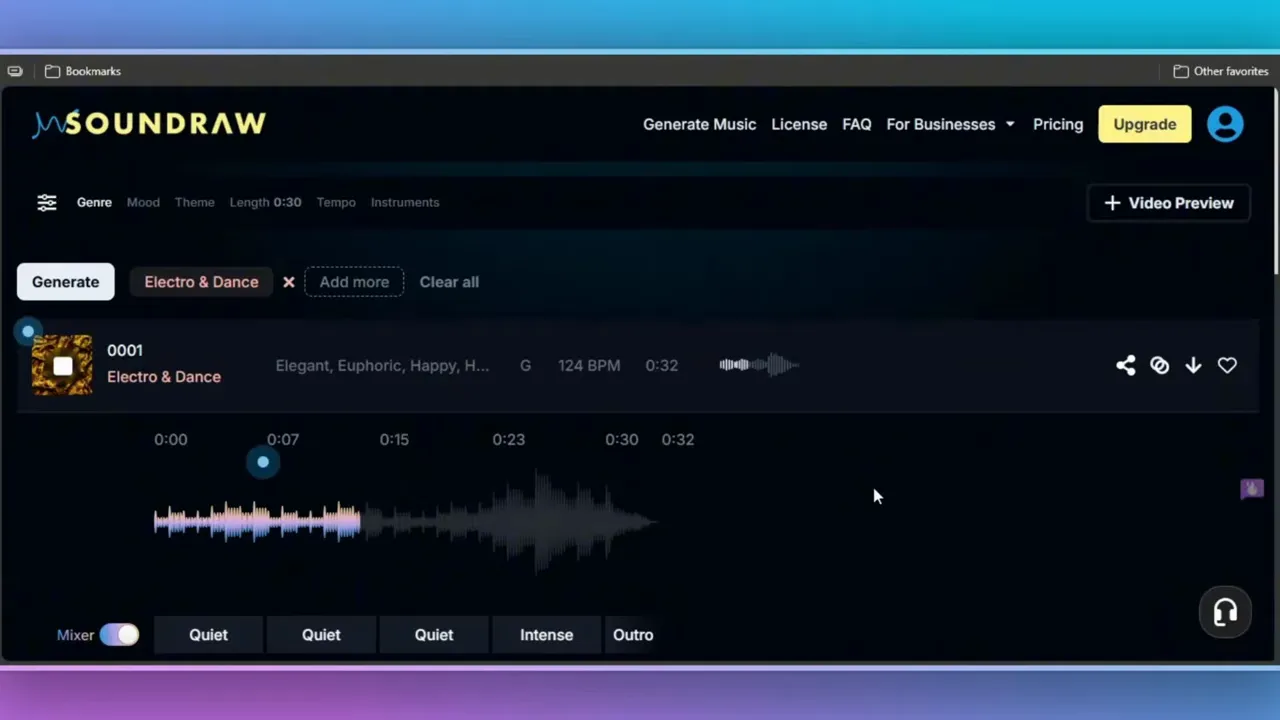 Soundraw playing an electro dance instrumental