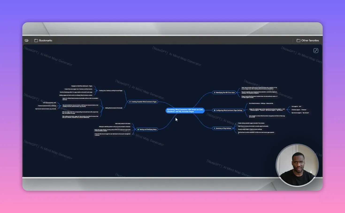 How to Use NoteGPT 4 Notegpt mind map centered on a core idea with branching nodes on a dark background, used to convert sections into slides
