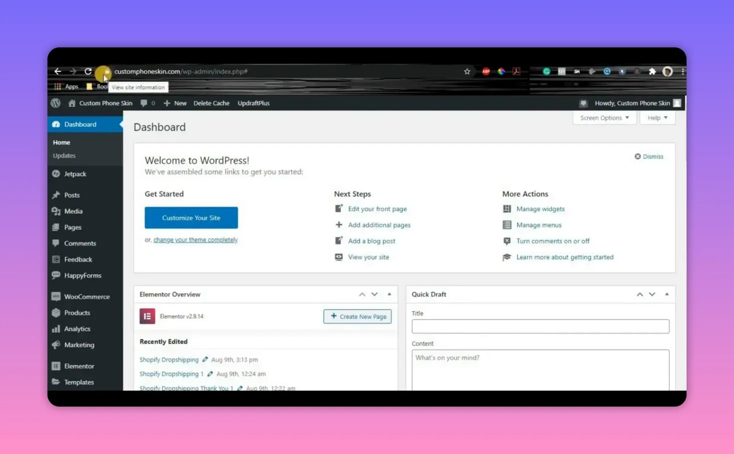 How To Use Stripe Payment Gateway WooCommerce 2 clear WordPress admin dashboard screenshot showing WooCommerce and admin menus