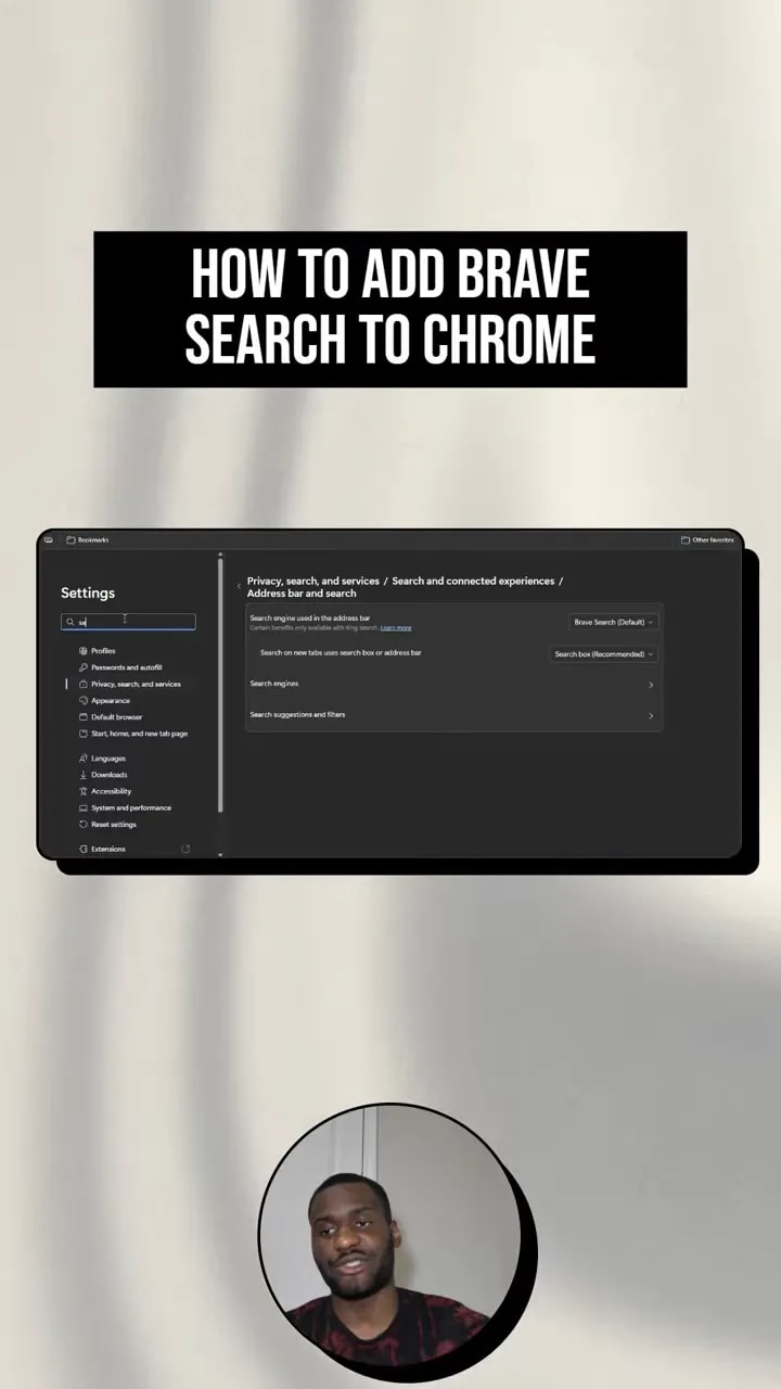 How to Add Brave Search to Chrome 3 Chrome Settings showing the search engine configuration area to add Brave Search