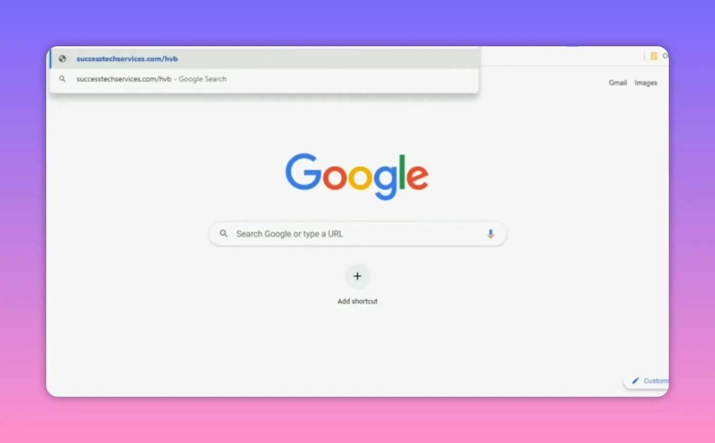 Google search interface for entering a website URL during Rank Math setup