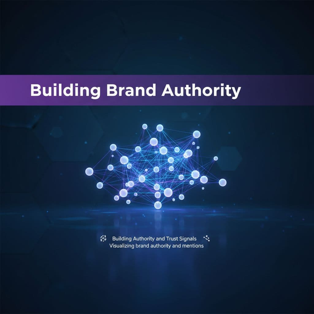 A complex network of glowing blue nodes and interconnected lines floats against a dark background, representing digital influence. A prominent purple banner at the top features bold white professional typography.