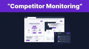 A browser window with highlighted competitor webpage updates on a dark navy workspace.