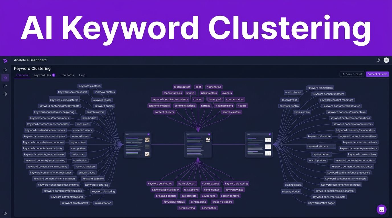 Best AI Keyword Clustering Tools for SEO in 2026 1 Dashboard showing keyword tiles organized into three content clusters.