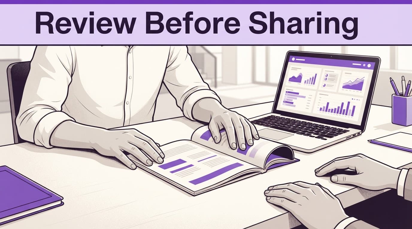 A founder reviews a business plan beside a laptop and another pair of hands.